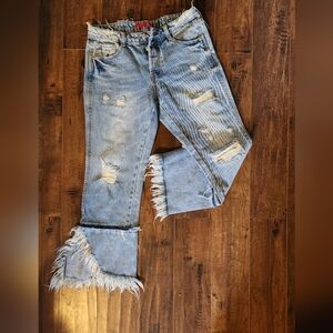 Caffeine frayed bell bottom jeans, S